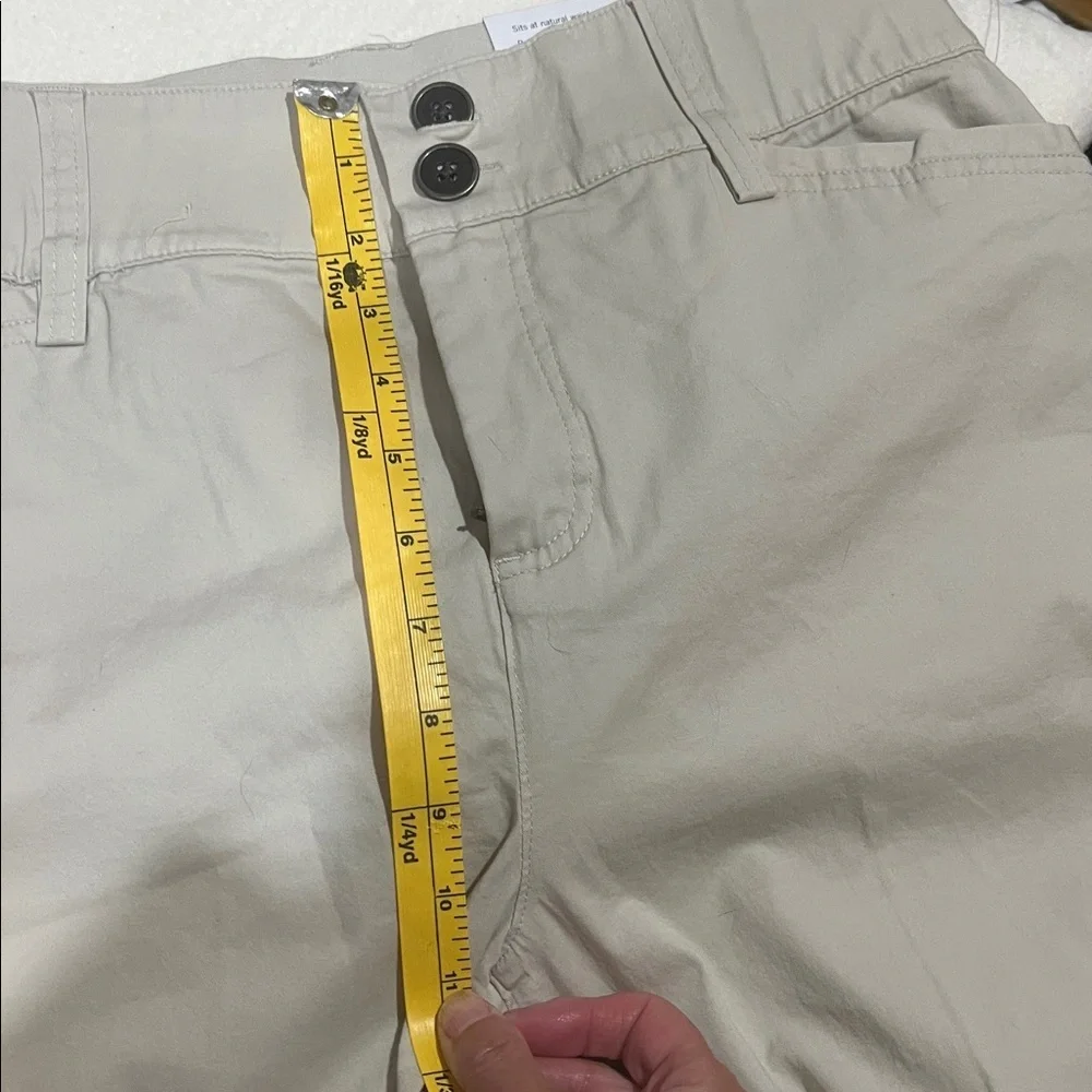 New Stretch Cotton Bermuda Shorts Natural Waist in Beige Relaxed Fit Slimming 6